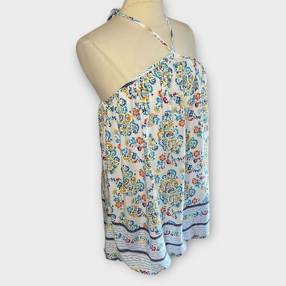 ❄️3/$18 NEW‼️CES FEMME Boho Colorful Print Mini Halter‎ Dress, Medium - Picture 3 of 8